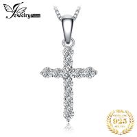 Jewelrypalace Cross Sideway 925เงินสเตอร์ลิงเพชรสังเคราะห์สร้อยคอพร้อมจี้สำหรับผู้หญิงสีเหลืองกุหลาบชุบไม่มีโซ่