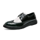 รองเท้าส้นแบนอ๊อกซ์ฟอร์ดแบบผูกเชือกสำหรับผู้ชาย,รองเท้าหนังลำลองรองเท้าที่ทำด้วยมือสีขาวและสีเขียว Brogues หนัง