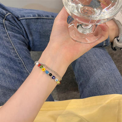 Popular Bracelet Designs Double-layer Bracelets Unique Design Bracelets Colorful Glass Flower Bracelets Dopamine Boost Bracelets