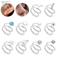 ZS 1 PC 20G Double Layers Stainless Steel Nose Ring Butterfly Star Nose Hoop Rings Ear Cartilage Tragus Helix Piercings Jewelry