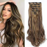 XINRAN 24 Inch Long Wavy Clip In Hair Extension 7Pcs/Set 16 Clips 140Gram High Tempreture Synthetic Hairpiece Wig  Hair Extensions  Pads