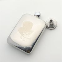 Skull Smoking 6 Ounce Hip Flask 304 Stainless Steel 170ml Flask Alcohol Flagon Bottle for Whiskey Vodka Laser Engraved Not Fade