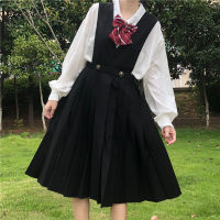 Japanese College-Style Vest Dress Mid-Length Black JK Uniform Suspender Skirt Pleated kawaii clothing sweet lolita dress