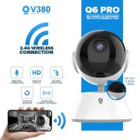 PangYa กล้อง CCTV Q6 V380 PRO เชื่อมต่อไวไฟกับโทรศัพท์1080P กล้อง IP 360องศา Wifi แบบพกพาขนาดเล็กในร่มการมองเห็นได้ในเวลากลางคืนจอดูแลเด็กกล้องวงจรปิดกล้องวงจรปิดเชื่อมต่อกับโทรศัพท์มือถือด้วยเสียง