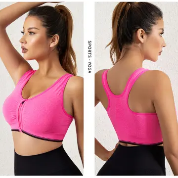 Women Sports Bras Tights Crop Top Yoga Vest Front Zipper Plus Size  Adjustable Strap Shockproof Gym Fitness Athletic Brassiere 