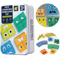 Learning Educational Toy 1 Set Cards Emoticon Puzzle Face Change Cubes Wooden Toys Building Blocks Educational Game For Children Flash Cards Flash Car