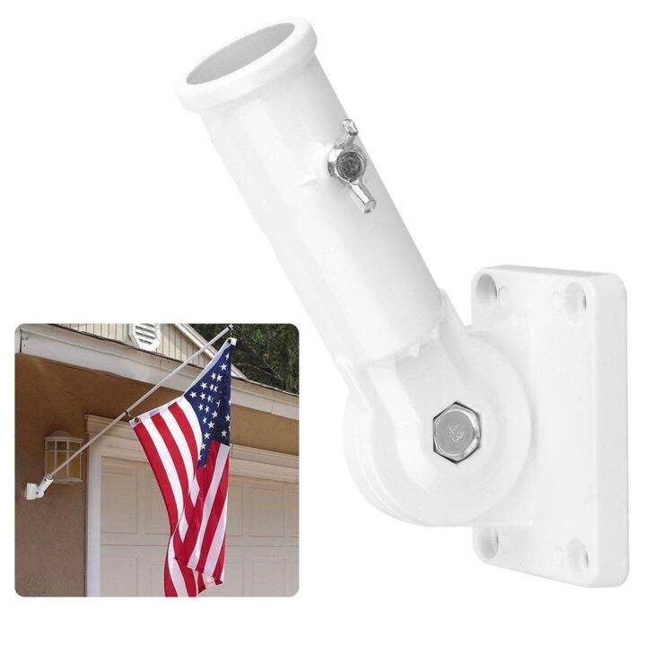 【hot】 Aluminum White Adjustable Wall Mount Flagpole Holder Bracket