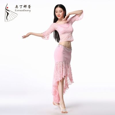 ♀✾✼ Odina Lei Classical Belly Dance Adult Practice Clothes Suit Sexy Lace Mesh Performance Practice Clothes Summer And Autumn
