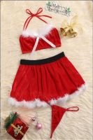 Women Sexy Velvet Christmas Lingerie Set Xmas Cosplay Santa Claus Fancy Dress