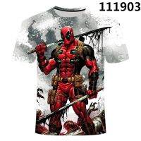 เสื้อยืดภาพยนตร์ของมาร์เวลลายซูเปอร์ฮีโร่เดดพูลสำหรับผู้ชายเสื้อยืดผู้หญิง3D เสื้อการ์ตูนแนวสตรีทเท่ห์