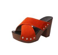 Summer Women Sandals Square High Heel Platform Flock Casual Rivet Pumps Peep Toe Female Elegant Ladies Shoes Zapatos De Mujer