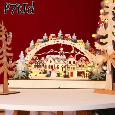 [P7tJd] บ้านคริสต์มาส LED คริสต์มาสป่าฉากหมู่บ้านไม้คริสต์มาสสำหรับตกแต่งหน้าต่างศูนย์การค้า