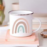 Rainbow Print Enamel Coffee Mugs Cute Creative Breakfast Dessert Milk Water Cups Party Beer Drinks Juice Mug Kitchen Drinkware