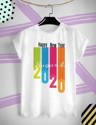 เสื้อยืดลาย สวัสดีปีใหม่ Happy New Year 2020 ปีหนู 2563 สีสันสดใส มีสีขาวกับเทา ใส่สบาย ไม่ยืด ไม่ย้วย