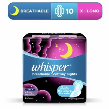 Whisper Breathable Cottony Soft Thick Regular Sanitary Pads Non-Wing 23 cm  20 pads