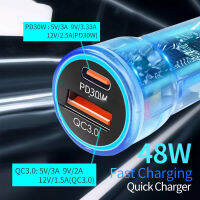 ใหม่ Car Charger Fast Charging 48W Dual Port Inligent PD อะแดปเตอร์ชาร์จเร็วสุดใส