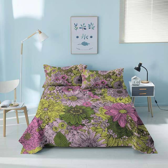 cw-bed-sheets-polyester-and-pillowcases-king-size-floral-flat-sheet-mattress-protector-cover-for-bedroom