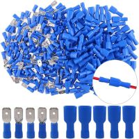 100pcs 50pairs 6.3mm 16 14AWG Female Male Electrical Wiring Connector Insulated Crimp Terminal Spade Blue