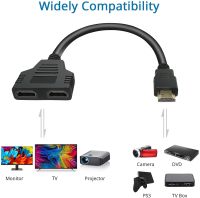 สายรางช่องยูเอสบีที่เข้ากันได้กับ HDMI,1 In 2 Out HDM-รองรับตัวผู้กับตัวเมียแบบคู่1ถึง2ทางสำหรับ HD, LED, LCD,สอง TV เดียวกัน