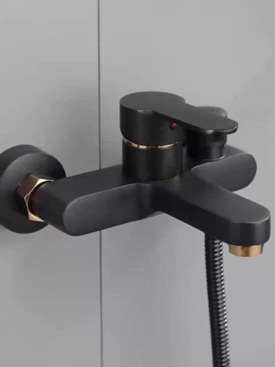 Shower faucet blackwhite ss bathroom faucet bathtub shower kit wall