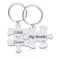 New Fashion Little Sister Big Brother Stainless Steel Diy Keychain Accessories Anime Keychain Charms Key Chains