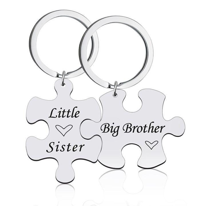 new-fashion-little-sister-big-brother-stainless-steel-diy-keychain-accessories-anime-keychain-charms-key-chains