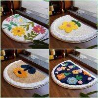 [Fast delivery] Special price bathroom non-slip water-absorbing floor mat all-match soft door mat bathroom home bedroom room semi-circular floor mat Efficient water absorption