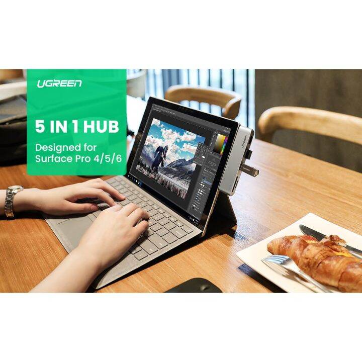 สินค้าขายดี-ใช้โค้ด-gadgjan20-ลดเพิ่ม-20-ugreen-70338-docking-station-for-surface-aluminum-usb-3-0-hub-adapter-5-in-1-support-ที่ชาร์จ-แท็บเล็ต-ไร้สาย-เสียง-หูฟัง-เคส-ลำโพง-wireless-bluetooth-โทรศัพท์