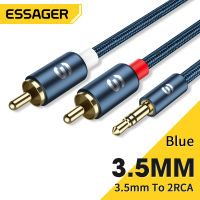 Essager สายสัญญาณเสียง RCA 3.5เป็น2สายเคเบิล RCA 3.5มม. แจ็คเพื่อ2RCA ตัวผู้แยกสาย Aux สำหรับเครื่องโทรทัศน์เครื่องขยายสัญญาณสายลำโพง DVD