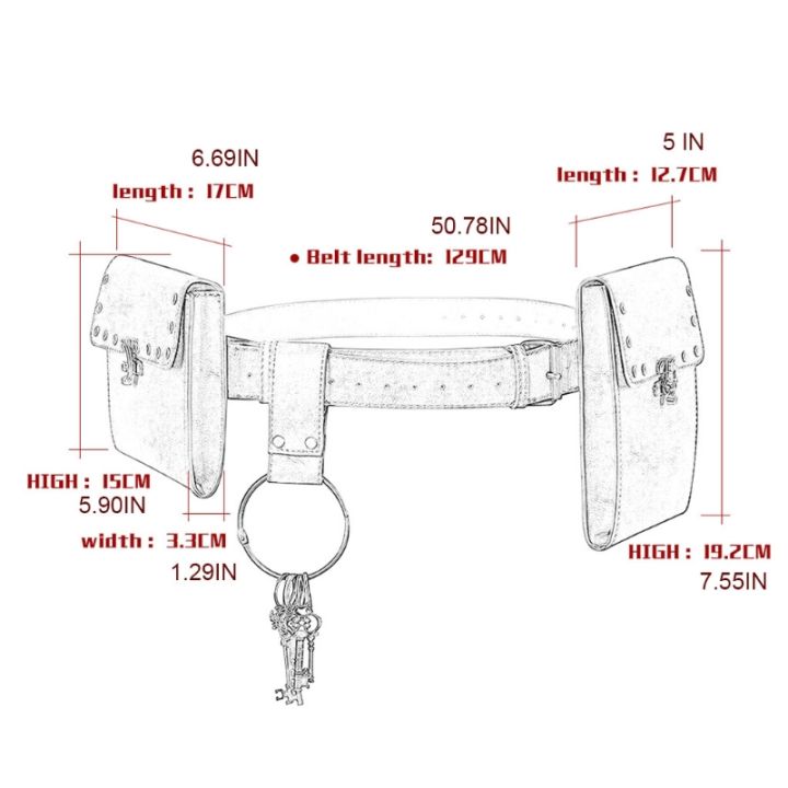 สร้างสรรค์วินเทจเข็มขัดหนังกระเป๋าสตางค์ผู้ชายเอวแพ็ค-steampunk-คู่กระเป๋ากระเป๋า