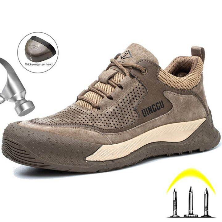 Summer Safety Shoes Men Breathable Work Shoes Women Hollow Out Upper