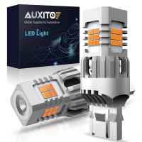 AUXITO 7440 Led ไม่มีไฮเปอร์แฟลช T20 Wy21W 1156 P21W Ba15S ไฟ Led สัญญาณเลี้ยวอัตโนมัติไม่มีข้อผิดพลาด T25 3157สีเหลืองอำพัน2ชิ้น