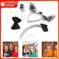 POPOUSHOP 4PCS Donkey ชุดแถบคาดศีรษะ Bowtie Tail จมูก Halloween แต่งตัวอุปกรณ์ประกอบฉากสำหรับเด็ก