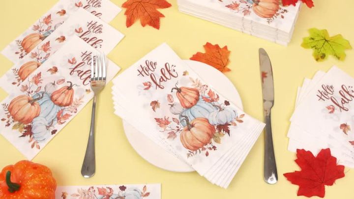 LZD Yeaqee 200 Pcs Thanksgiving Napkins Fall Pumpkin Paper Guest