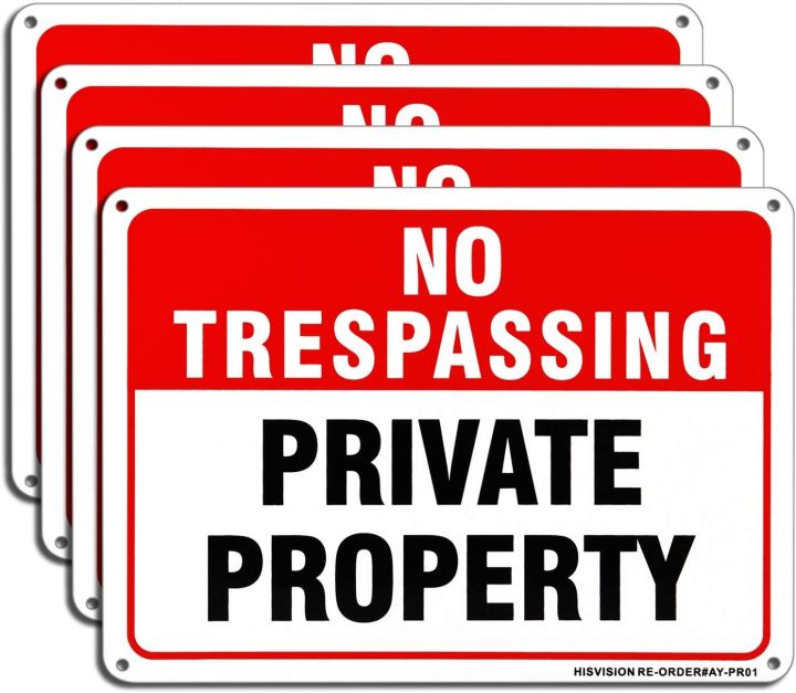 1 Piece Private Property No Trespassing Sign Rust Free Heavy Duty