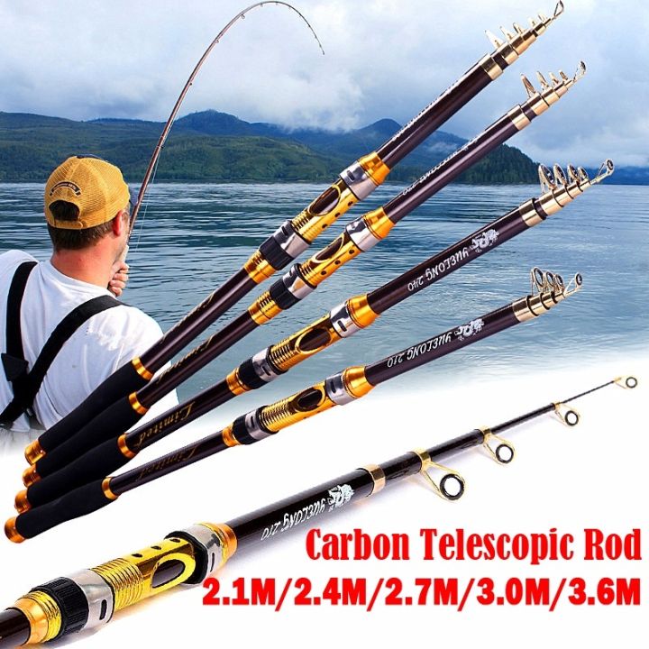HOT SALE FISHING RODS 100 Carbon Fibe Portable Fishing Rod Telescopic  Travel Spinning Fishing Pole - REEL NOT INCLUDE