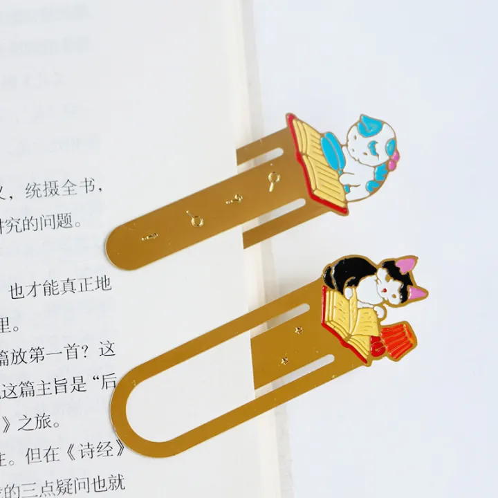 school-office-supplies-bookmark-book-divider-tool-cat-bookmark-kittens-paper-page-holder-book-index-tool