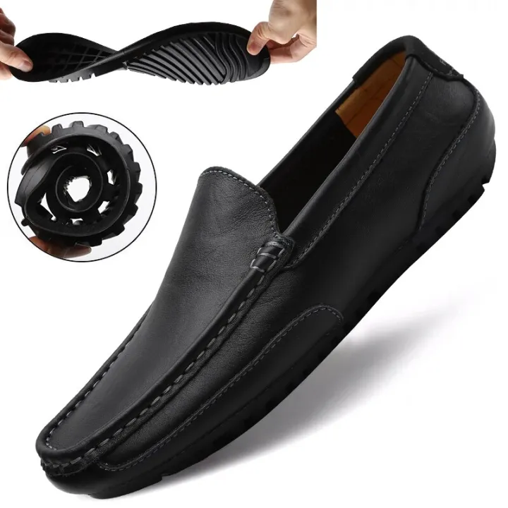 Leather Men Shoes Luxury Trendy Casual Slip on Formal Loafers Men Moccasins  Italian Black Male Driving Shoes Sneakers Plus Size 