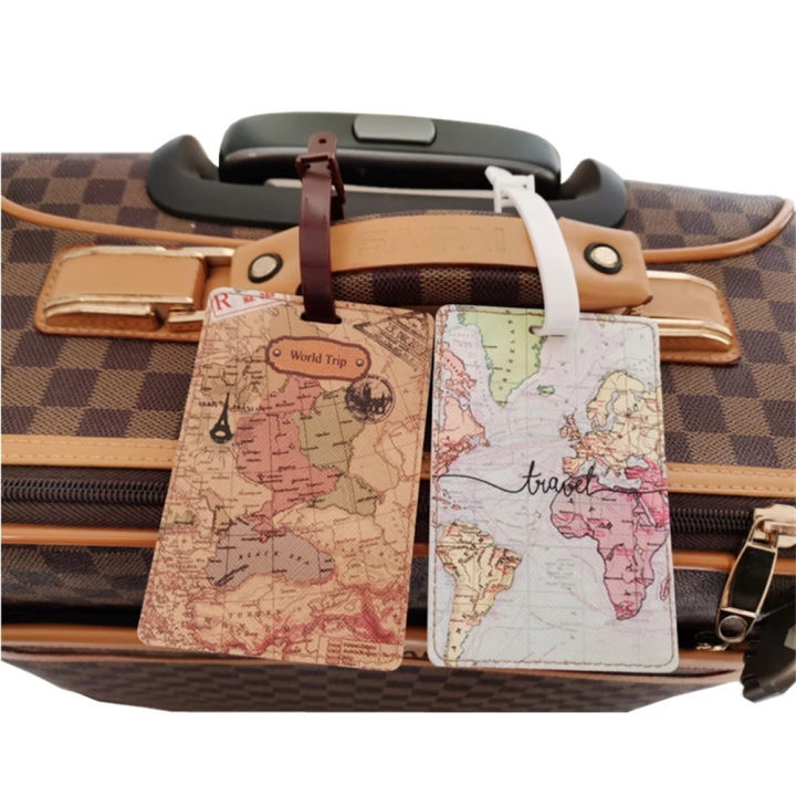 กระเป๋าใส่ของประดับกระเป๋าเดินทาง-pu-แผนที่โลกใส่ป้ายชื่อลงโฆษณา