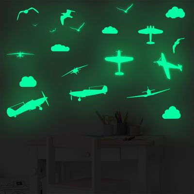 ♦✇ Zsz2959 new luminous aircraft goose cloud wall stickers PVC children room sitting room bedroom creative wall