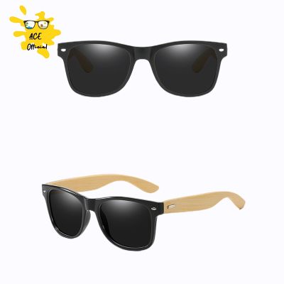 ACE Fashionable Bamboo Wood Sunglasses Men Women Classic Square Vintage Driving Sun Glasses Black Fishing Eyewear UV400 Eyepiece