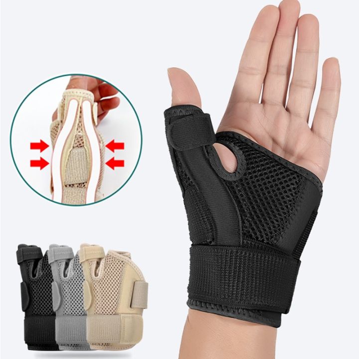 เครื่องป้องกันเฝือกนิ้วสั่นถุงมือเสริมข้อมือสายรัดป้องกันเอ็นกล้ามเนื้ออักเสบขวาซ้าย-relief-แผ่นรองรับการเคลื่อนไหวยึดมือ1ชิ้น