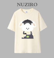 NUZIRO เสื้อยืดแขนสั้นสำหรับผู้หญิง,เสื้อยืดคู่ผ้าฝ้ายลายพิมพ์น่ารักเกาหลี