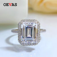 OEVAS 100 925 Sterling Silver 8*9mm Square High Carbon Diamond Rings For Women Sparkling Wedding Party Fine Jewelry Wholesale