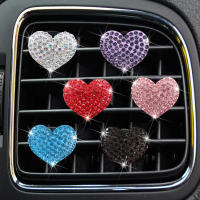 Coração Shaped Car Air Freshener, Auto Outlet คลิปน้ำหอม,Diamantes Bling Vent, Difusor De Fragrância Sólida,รถภายใน Ornamento