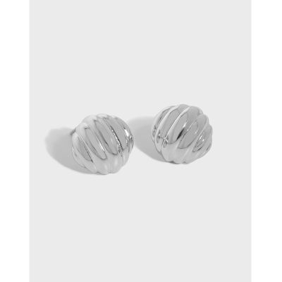 [COD] 590 Korean version of ins niche design minimalist all-match geometric circular thread twist texture silver earrings for women
