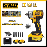 DEWALT ประแจไฟฟ้าไร้สาย บล็อกไฟฟ้า เครื่องมือช่าง  คุณภาพสูง ประแจไฟฟ้า 2 แบตเตอรี่ลิเธียม1V 3500rpm 21V ประแจไฟฟ้า มีความแข็งแกร่ง แรงบิดสู 550N M