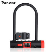 WEST BIKING Strong Steel Bicycle U Lock Anti-Theft Motorcycle Lock Safety Pas Code Cycling Accessories Bike Security Lock