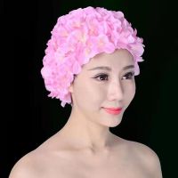 Pink 3D Flower Swimming Cap Breathable Bathing Cap Soft Long Hair Swimming Bath Cap Ear Protection Comfortable Pool AccesoriesTH