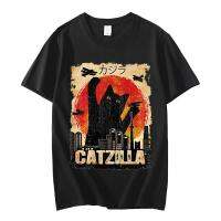 Japan Anime Vintage Catzilla Monsters Kitten Cat Graphics Tshirts Mens Cotton T Shirt Tee Shirt Gildan